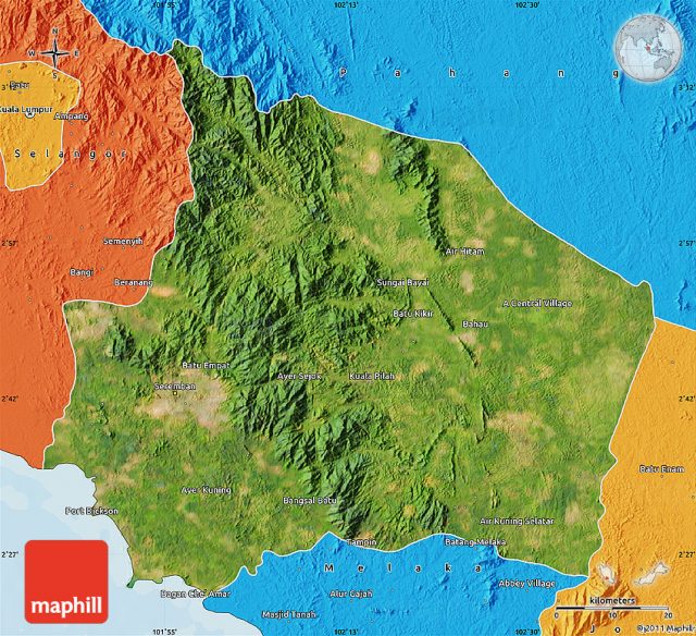 Satellite map of Negeri Sembilan, political outside.